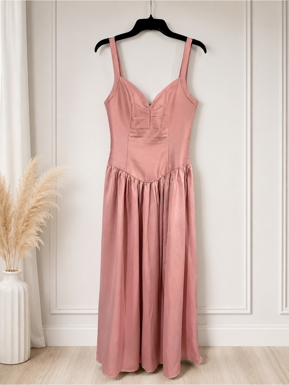 Dusty Rose Satin Maxi Dress